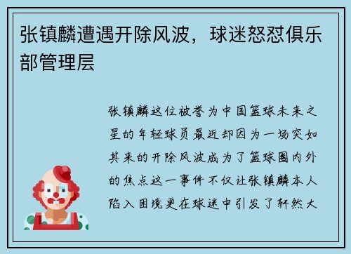 张镇麟遭遇开除风波，球迷怒怼俱乐部管理层